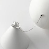 925 Sterling Silver Zircon Ear Cuff Tassel Earring