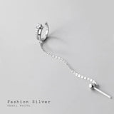 925 Sterling Silver Zircon Ear Cuff Tassel Earring