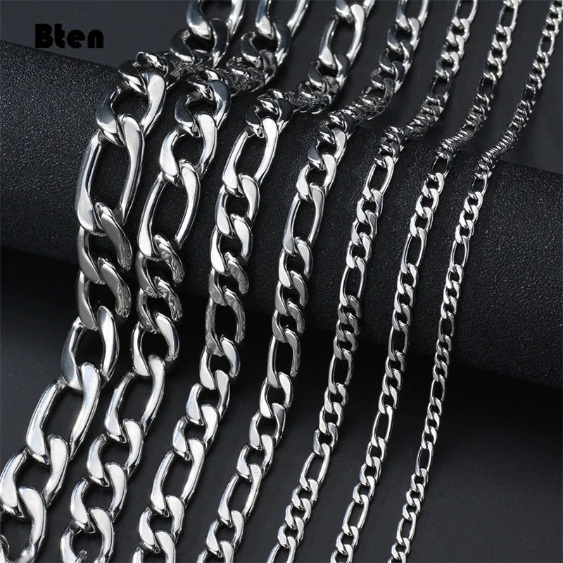 Classic Stainless Steel Long Chain Necklace for Men Women