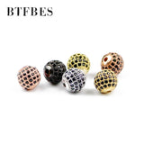 4pcs Zircon Copper Ball Beads 6/8/10mm Round Loose Spaces for DIY Jewelry