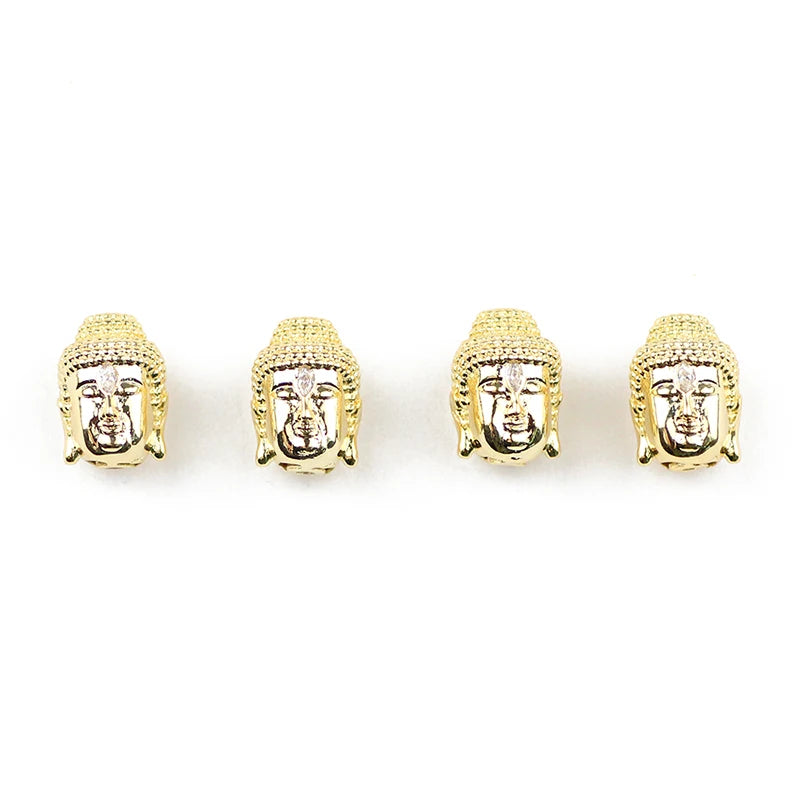 4pcs Tibetan Buddha Head Beads Charm Metal Copper Beads for DIY Bracelet