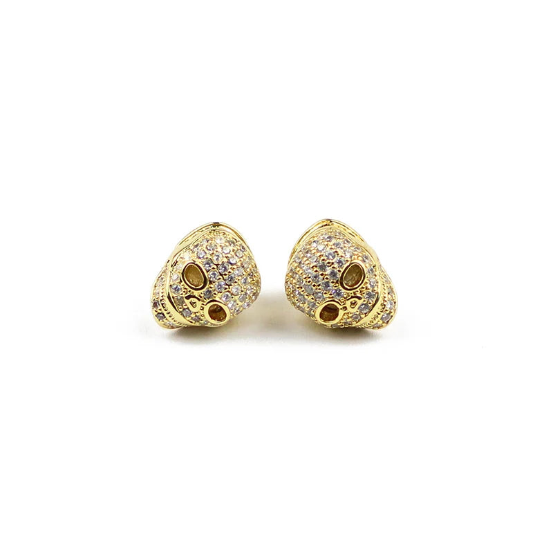 Clown Skull Zircon Copper Beads 2pcs DIY Jewelry Making Accessories