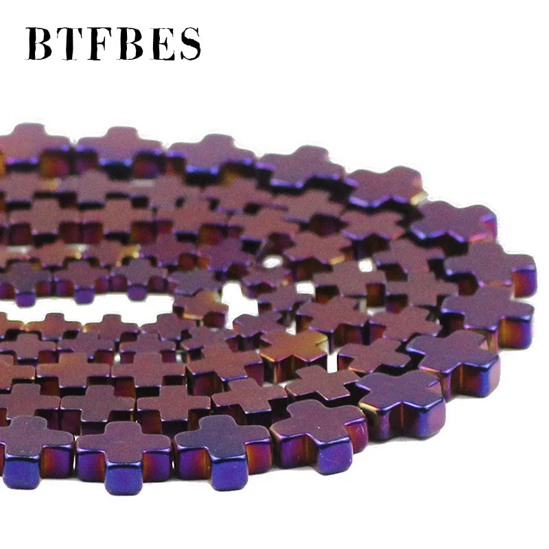 Purple Cross Hematite Stone Charm Spacers Beads for Bracelet Making