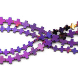 Purple Cross Hematite Stone Charm Spacers Beads for Bracelet Making