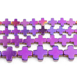 Purple Cross Hematite Stone Charm Spacers Beads for Bracelet Making