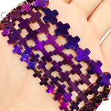 Purple Cross Hematite Stone Charm Spacers Beads for Bracelet Making