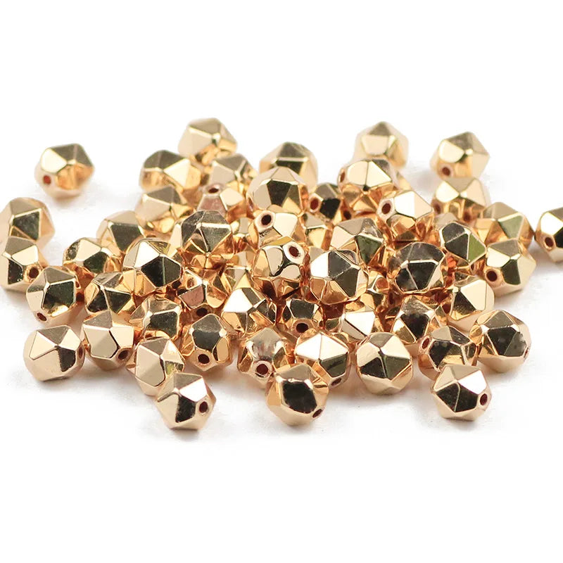 Rose Faceted Round Hematite Natural Stone Bead Spacer Loose Beads 15in