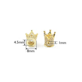 8mm Crown Copper Beads 4pcs Zircon Micro Pave Charms Loose Bead