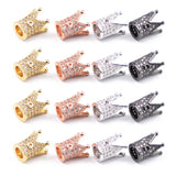 8mm Crown Copper Beads 4pcs Zircon Micro Pave Charms Loose Bead