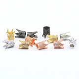 8mm Crown Copper Beads 4pcs Zircon Micro Pave Charms Loose Bead