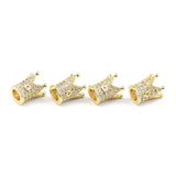 8mm Crown Copper Beads 4pcs Zircon Micro Pave Charms Loose Bead