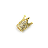 8mm Crown Copper Beads 4pcs Zircon Micro Pave Charms Loose Bead
