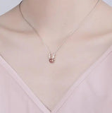 925 Silver ELK Deer Animal Pendant Necklace Women Short Chains
