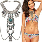 Geometric Carved Rhinestone Necklace Sweater Chain