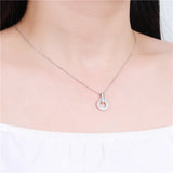 925 Silver Round Zircon Necklace Women Jewelry