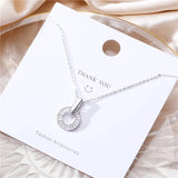 925 Silver Round Zircon Necklace Women Jewelry