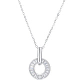 925 Silver Round Zircon Necklace Women Jewelry