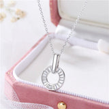 925 Silver Round Zircon Necklace Women Jewelry