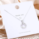 925 Silver Round Zircon Necklace Women Jewelry