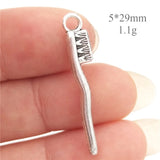 30pcs Antique Silver Dental Toothbrush Charms for Jewelry Making