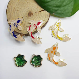 10 Koi Fish Charm Pendants for DIY Jewelry Making Enamel Fish Charms