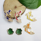 10 Koi Fish Charm Pendants for DIY Jewelry Making Enamel Fish Charms