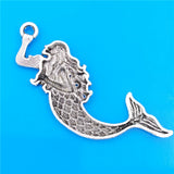 30pcs Antique Silver Beach Mermaid Pendants Charms for Jewelry Making