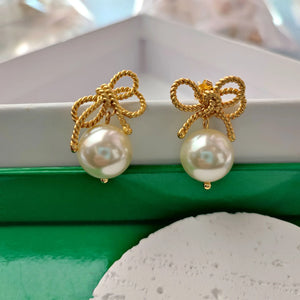 French Golden Stud Earrings for Women Vintage Christmas Gift