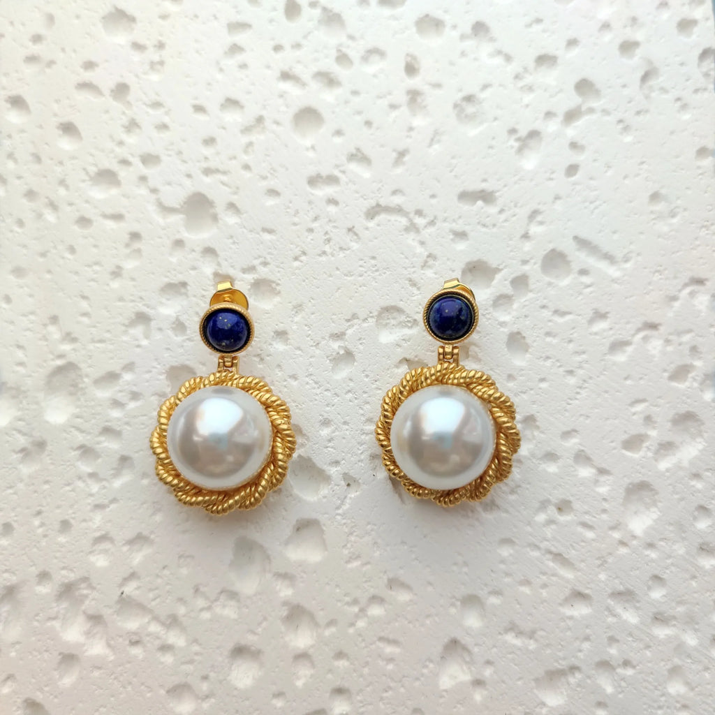 French Golden Stud Earrings for Women Vintage Christmas Gift