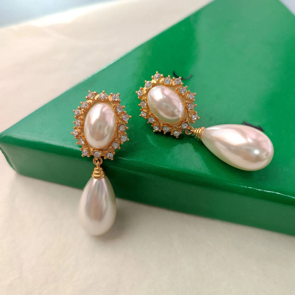 French Golden Stud Earrings for Women Vintage Christmas Gift