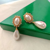 French Golden Stud Earrings for Women Vintage Christmas Gift
