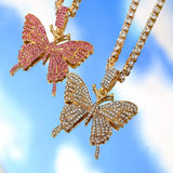 BYNOUCK Rhinestone Tennis Anklet with Butterfly Charms