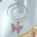 BYNOUCK Rhinestone Tennis Anklet with Butterfly Charms