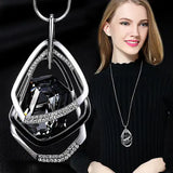 Vintage Rhinestone Long Necklace Crystal Glass Pendant Necklaces Women Jewelry