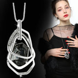 Vintage Rhinestone Long Necklace Crystal Glass Pendant Necklaces Women Jewelry