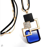 Long Necklaces&Pendants Women Geometric Statement Maxi Crystal Jewelry