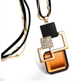 Long Necklaces&Pendants Women Geometric Statement Maxi Crystal Jewelry