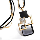Long Necklaces&Pendants Women Geometric Statement Maxi Crystal Jewelry