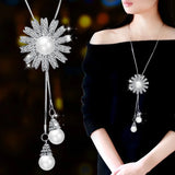 Flower Necklace Women Long Winter Sweater Chain Accessory
