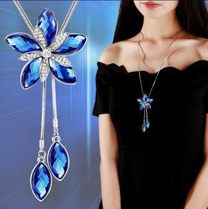 Flower Necklace Women Long Winter Sweater Chain Accessory