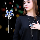 Flower Necklace Women Long Winter Sweater Chain Accessory