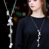 Flower Necklace Women Long Winter Sweater Chain Accessory