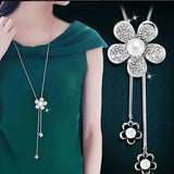 Flower Necklace Women Long Winter Sweater Chain Accessory