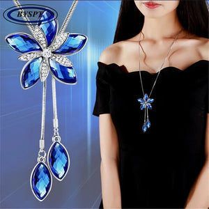 Flower Necklace Women Long Winter Sweater Chain Accessory
