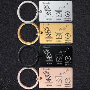 Personalized Baby Arrival Keychain