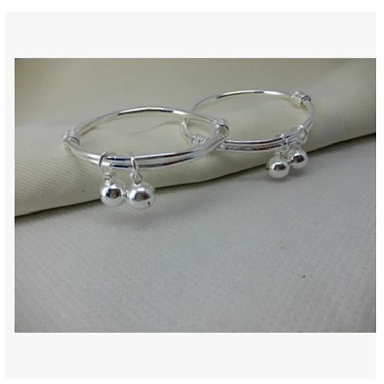 Baby Bracelet Silver-plated Polished Bells Children's Bangles