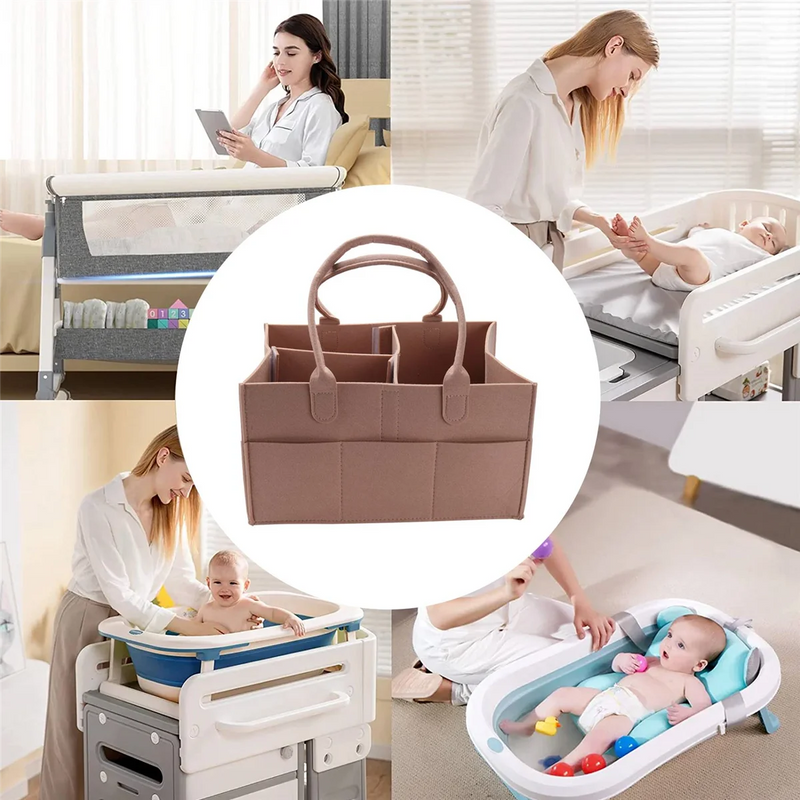 Baby Diaper Storage Bin & Car Organizer - Oatmeal