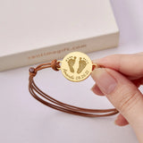 Baby Footprint Bracelet Personalized Rope Adjustable Woman Carved Handprint