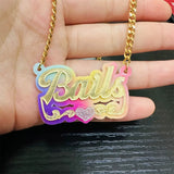 Personalized Name Necklace Heart Pendant for Girls - Acrylic Nameplate Necklace