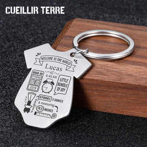 Personalized Baby Siamese Shape Key Chain - Custom Newborn Souvenir Jewelry